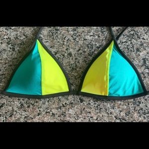 PINK color blocking bikini top